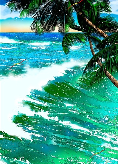 鈴木英人の絵画作品　タイトルは、いつか海に帰る日